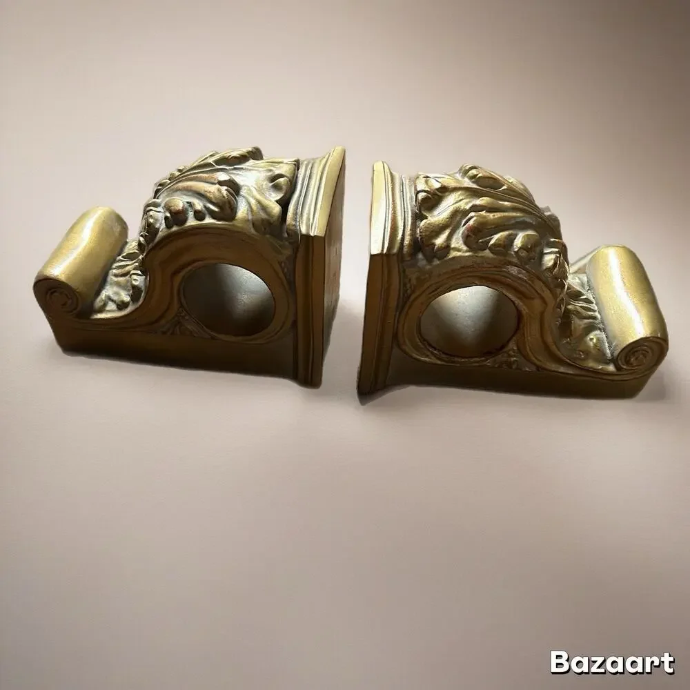 Set of 2 Curtain Rod Support Resin Drapery Sconce Corbel Brackets